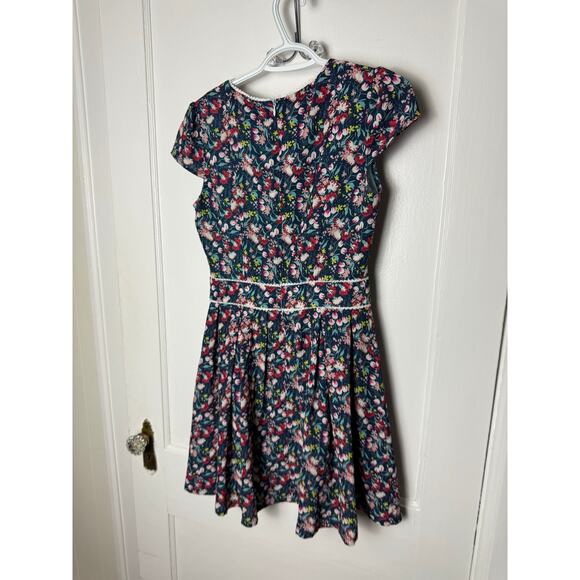 Molly Bracken Dress Women's Small Floral Colorful Navy Blue Short Sleeve Mini - Picture 4 of 6